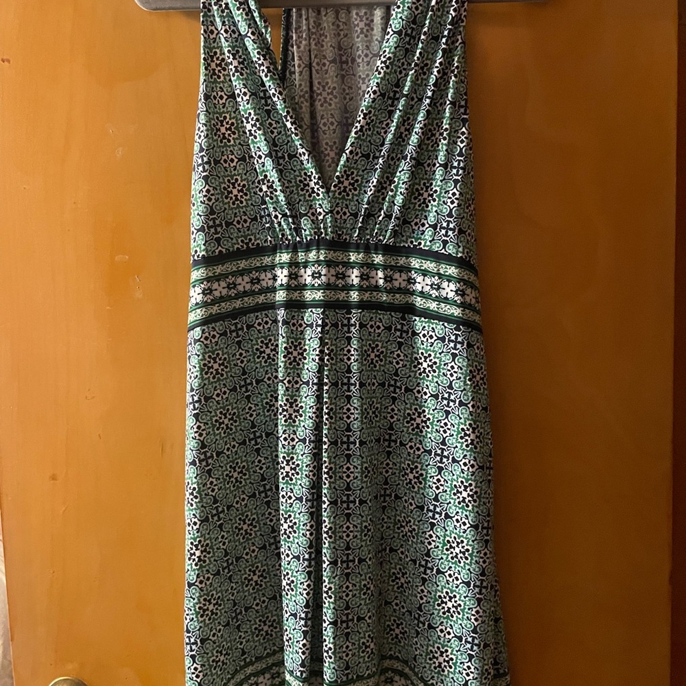 Max Studio Green and White Patterned Maxi Dress